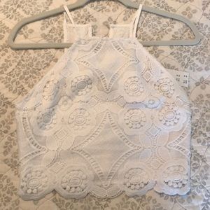 Lace white crop top